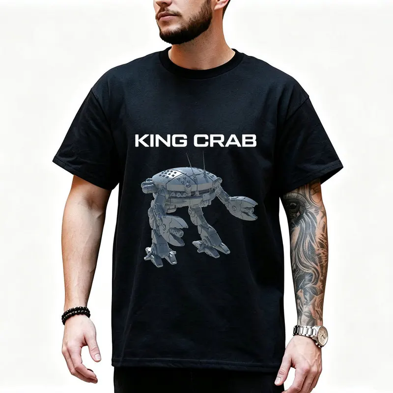 Retro MechWarrior 5 Mercenaries T‑Shirt Battletech Game Merch Graphic Print Tee Unisex 0731 king crab KGC-000 Gaming Top s-6xl