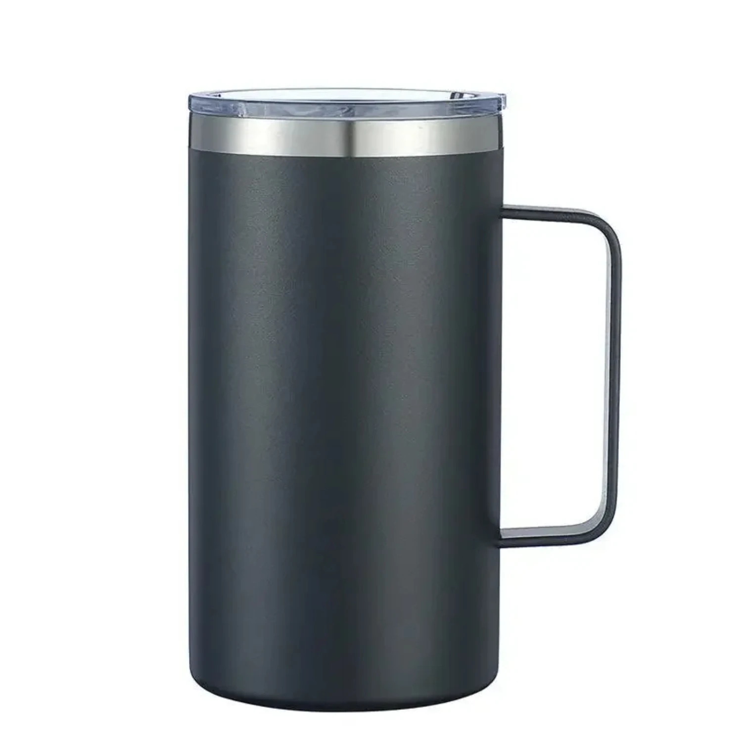 Double Wall 24oz Stainless Steel Insulated Thermal Mug Tumbler with Handle - Vacuum Coffee Beer Cup for Office, Travel - Durable