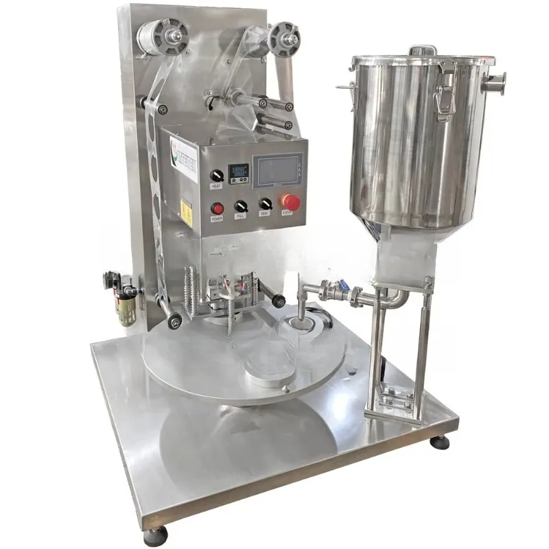 4 Position MS-1 Semi-Automatic Rotary Type Yogurt Sauce Jam Cup Pre-cut Aluminium Foil Lid Sealing Machine