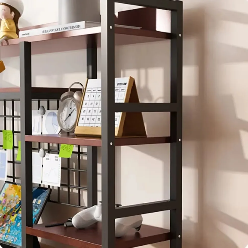 Desk Top Bookcase With Grid Bookshelf Multilayer Iron Shelf Desk Storage Bookcase Save Space Computer Book Shelf Furniture