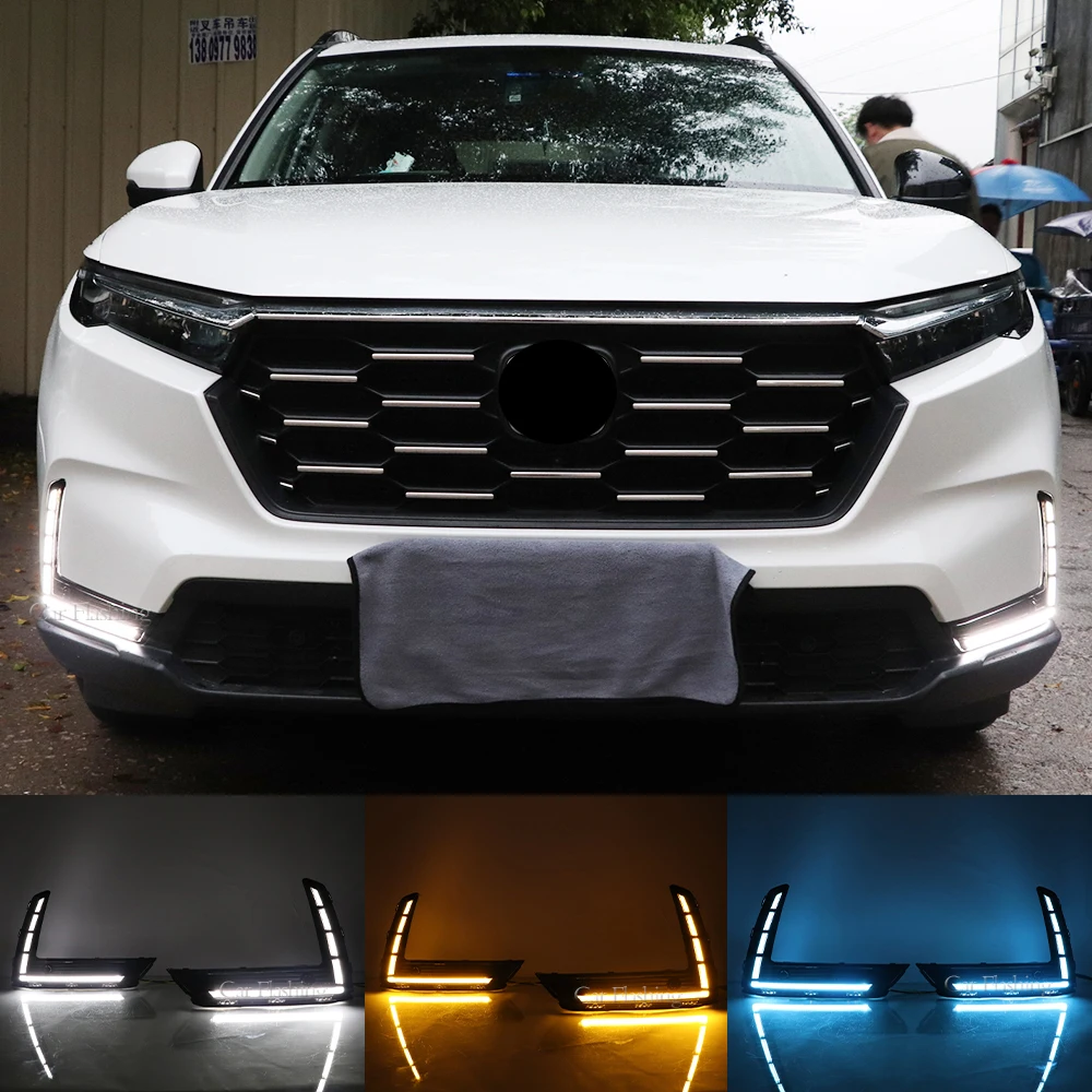 Car LED Daytime Running Light For Honda CRV 2023 with Dynamic Turn Signal Auto DRL Daylights Lamps Car Foglamp