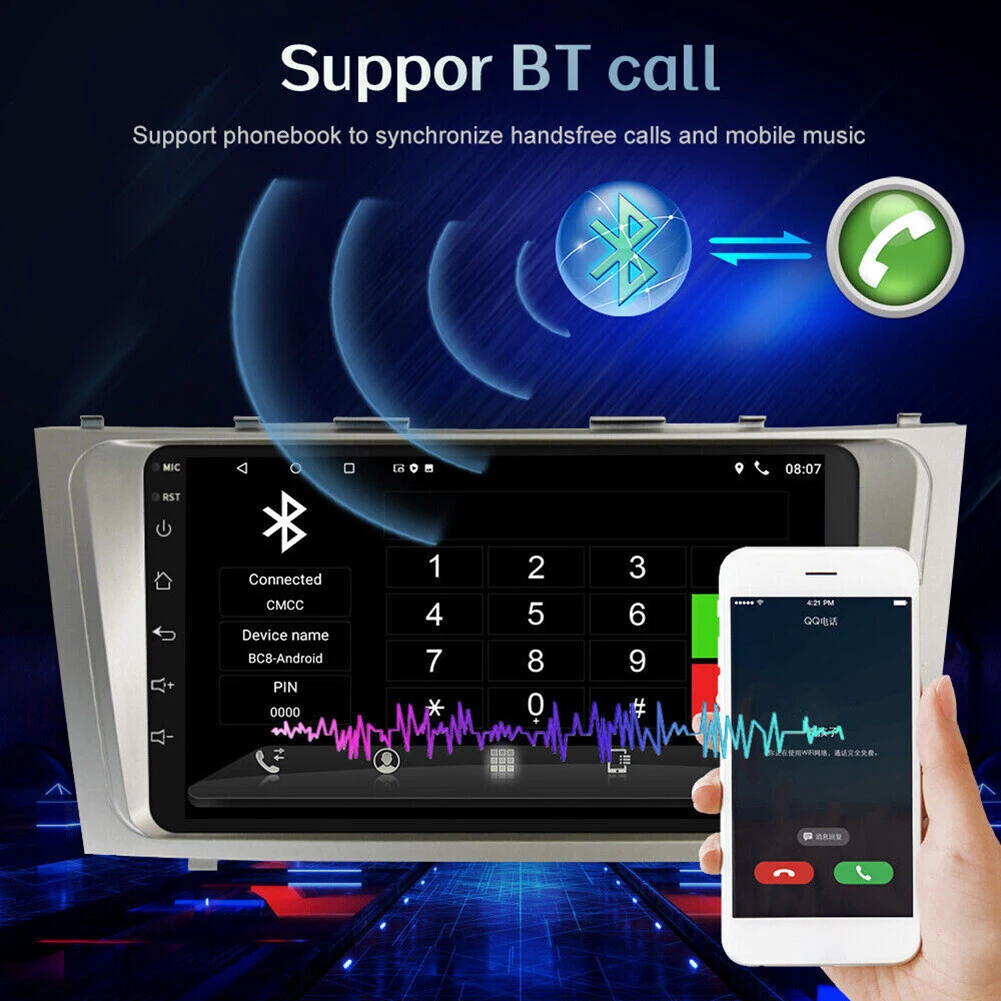 2+32G Android 13 Car Stereo for Camry 2007-2011 with Carplay Android Auto GPS Navigation 9in Car Screen Radio Multimedia Player with Bluetooth Wifi SWC Mirror Link + Reverse Camera