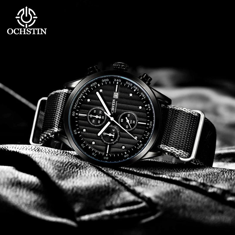 OCHTIN High-grade Nylon Belt Waches Men's Multifunctional Quartz Movement Creative Nylon Series Waterproof Calendar Wristwatch