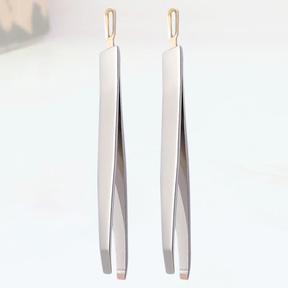 Pinça de cravo de aço inoxidável, 2 peças, dupla utilização, cortador de sobrancelha, aplicador de cílios postiços, ferramenta de maquiagem portátil