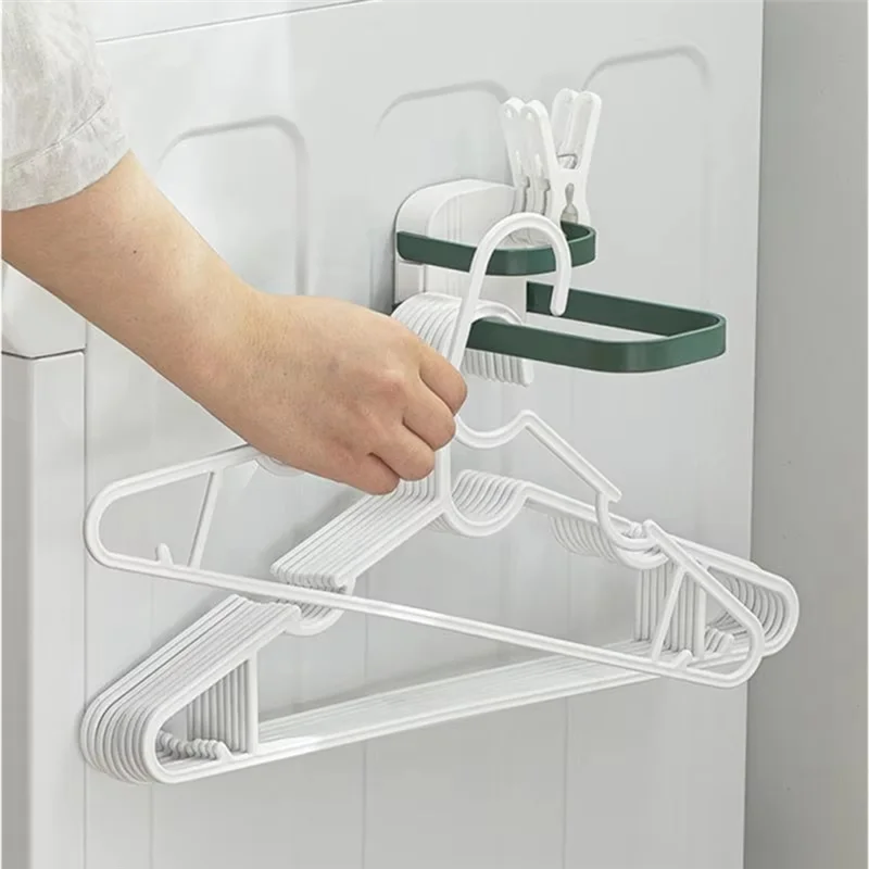 A77I شماعات ملابس متعددة الوظائف تخزين الرف لكمة خالية الحائط طبقة مزدوجة طوي رف ملابس تخزين الرف