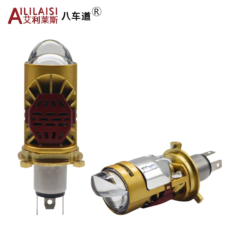 New Design 40W H4 Bi Projector Lens LED Headlight for Motorcycle Car High Low Beam 4000lm Mini Hi Lo 6500K Moto Retrofit Auto