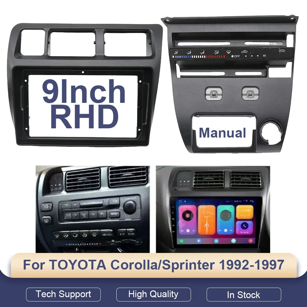

9" Car Radio Fascia For TOYOTA Corolla/Sprinter 1992-1997 Dash Panel Player Audio 2 Din Stereo Frame Mount Kit Cable Adapter