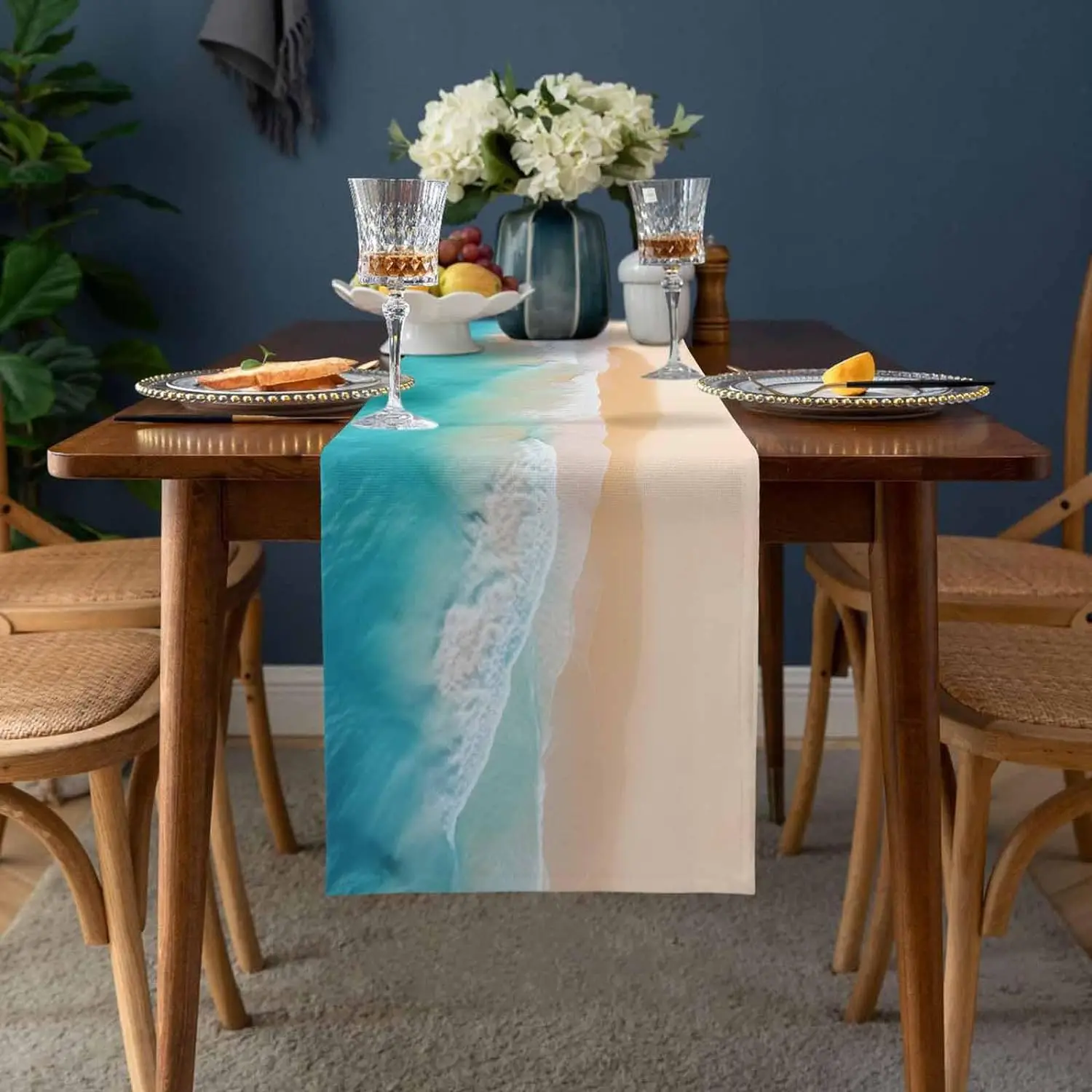 Ocean Beach Linen Table Runners Dresser Scarf Table Decor Seasonal Kitchen Dining Table Decor  Home Holiday Wedding Party Decor