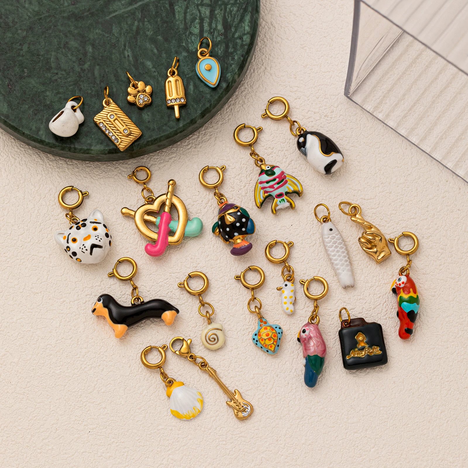 Modische Neue Trendige Tier-Serie Welpen Papagei Schildkröte Kleiner Fisch DIY Anhänger Charms für Schmuck – Detail 2