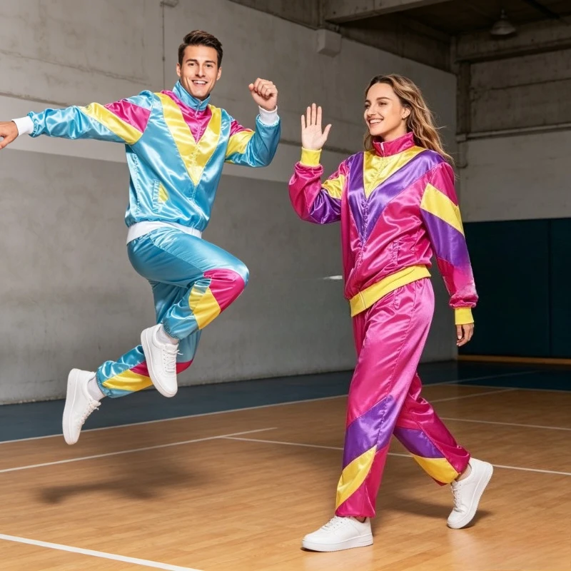 Couple Punk Hip Hop Disco Set Adult 80s Stage Performance Halloween Costume Breathable Stretchy Party Night