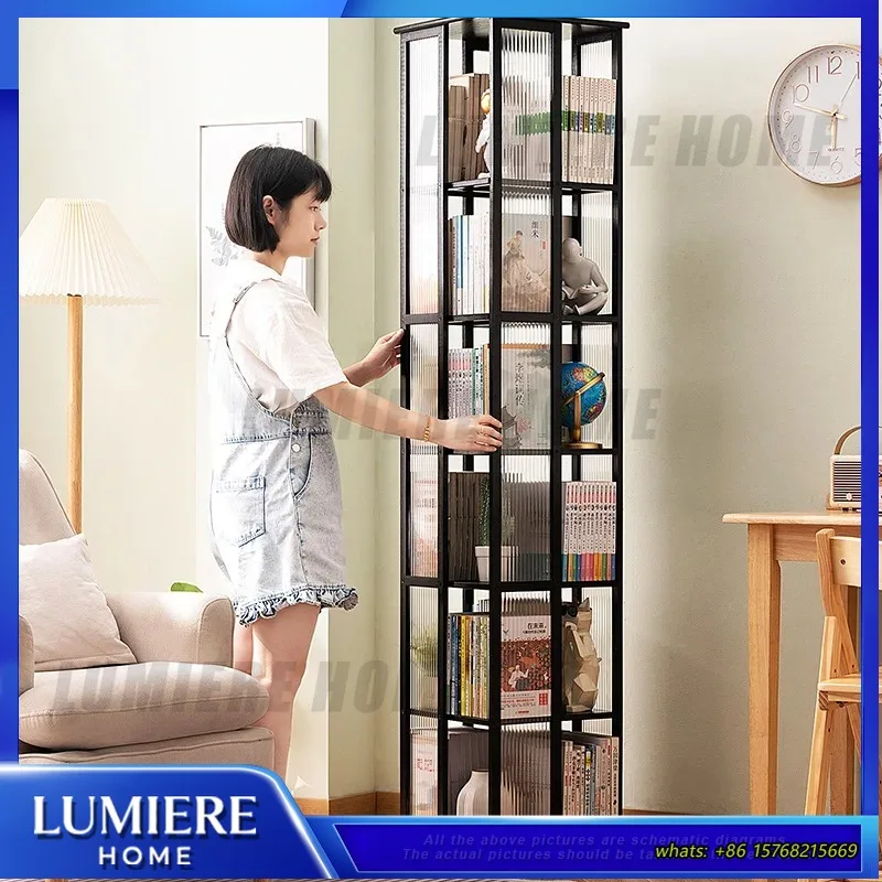 

Rotating Bookshelf Organizer Home Storage Shelf Furniture for Living Room Bedroom Study Bookcase Display Rack Modern Space