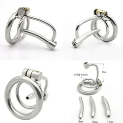 Stainless Steel Male Chastity Devices Cock Cage with Urethral Tube Penis Lockable Cock Ring Sex Toys for Men Chastity Belt