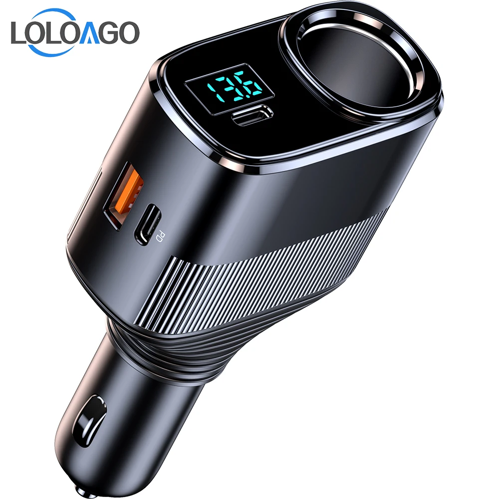 LOLOAGO Quick Charge 3.0 Car Charger For Mobile Phone PD45W Fast Charging Cigarette Lighter Socket Power Adapter 12V/24V