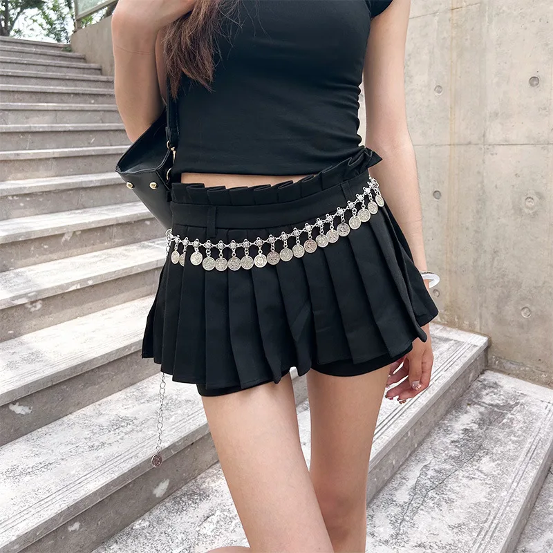 

WW ethnic style metal waist chain new summer accessories Korean version versatile thin belt with dress