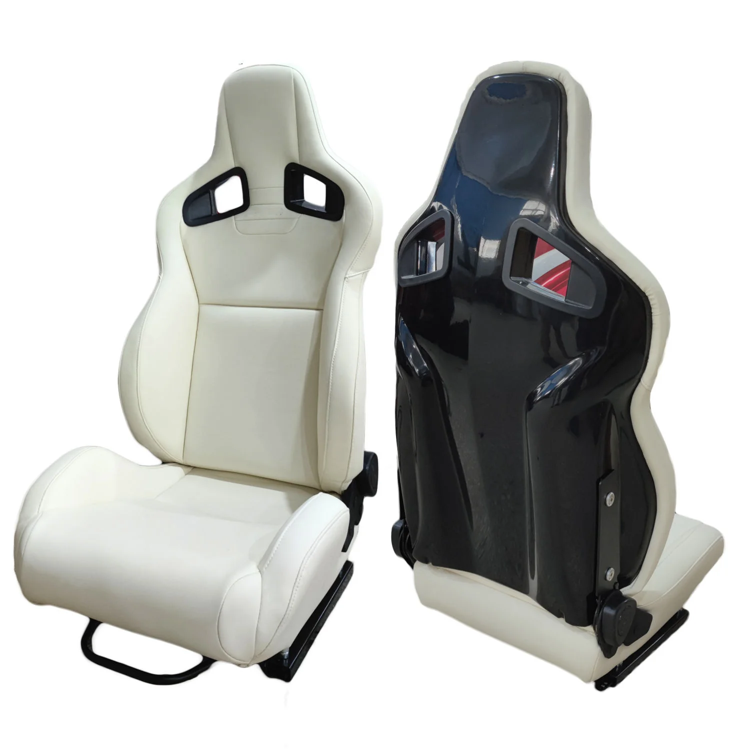 1039R Sport Bucket Racing Car Seats 2PCS Black PVC Leather with Double Slider Universal Modified Car Seats 2ps