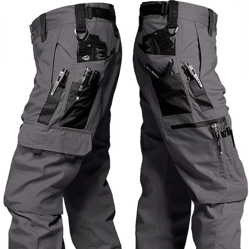 Pantalón de trabajo resistente al desgaste para hombre, pantalones Cargo rectos con múltiples bolsillos, pantalones tácticos para correr al aire libre, pantalones de entrenamiento informales