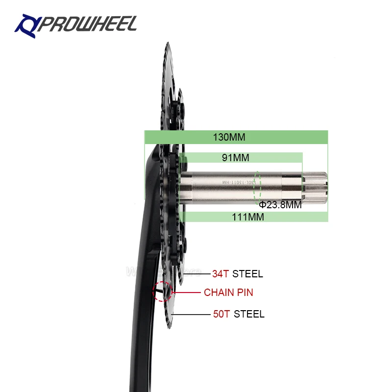 Prowheel Ounce-421 110BCD 170MM 34/50t Road Bike Crankset Crank BB68 BB86 Hollow One Ultra Light Suitable For 8/9/10 Speed