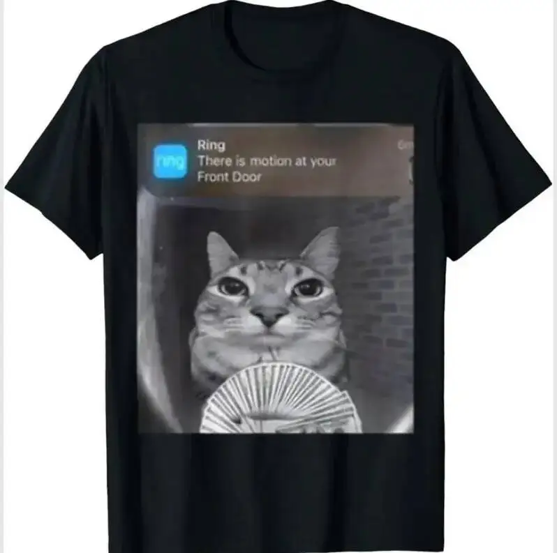 

100% Cotton Ring Cat With Motion Meme Men And Men Summer Oversized Fashion Casual High Quality Short Sleeve T-Shirt