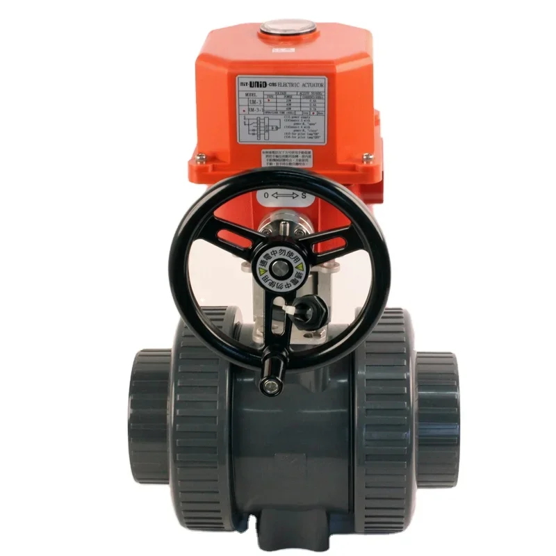 

Plastic Pvc Upvc 12v~440v Motorized Actuated Electric Control 4inch Double Union Ball Valve for Water Treatment