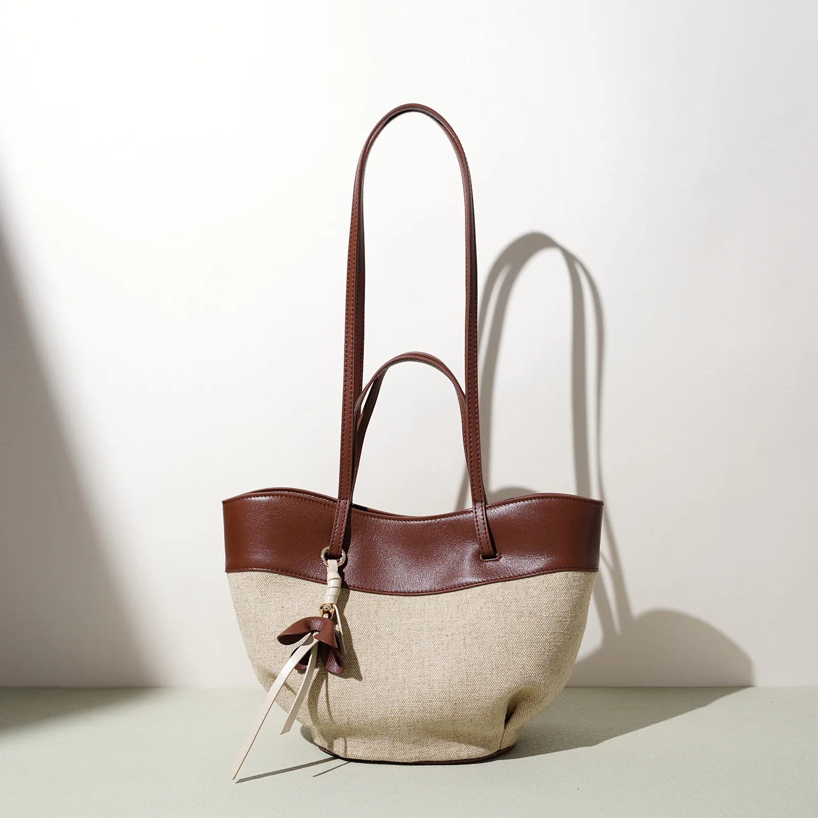 Niche Linen Color Block Shoulder Bag Elegant Versatile Underarm Bag Casual Lazy Wing Bag Light Luxury Commute Tote Handbag