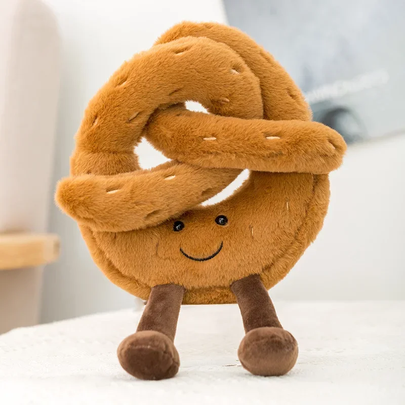 Figura di cartone animato Pretzel Crossant Pane tostato Bambola Giocattolo alimentare Peluche ripiene Decor Regali di compleanno Regalo per bambini Divano Camera