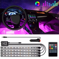 Car Interior Ambient Foot Light with USB Wireless Remote Music App Control RGB 48 LED Atmosphere Decorative Lamp