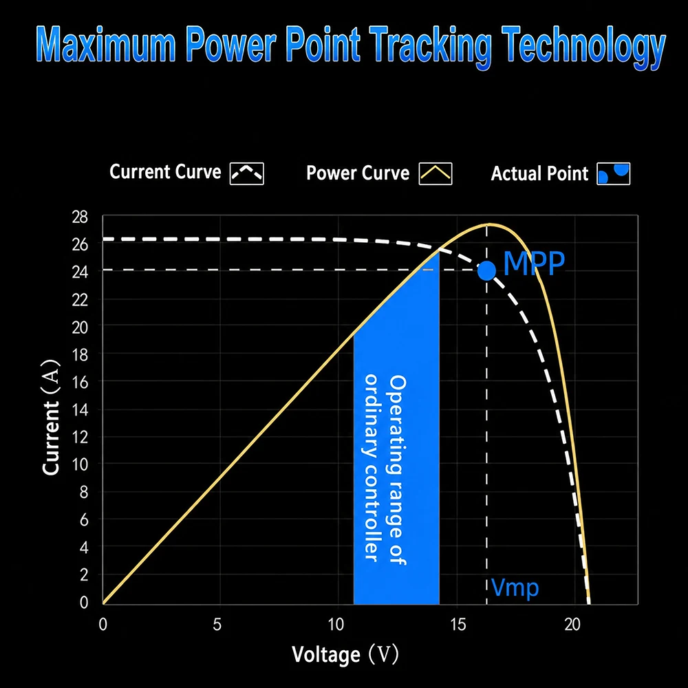 100W Solar-Controller mit Maximum Power Point Tracking (MPPT) und intelligenter Leistungsverfolgung für 12V/24V-Energiespeichersysteme, DIP-Schalter für – Detail 5