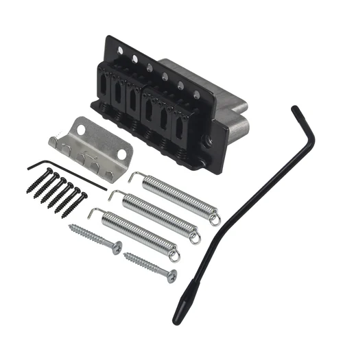 FLEOR Juego de puente de guitarra eléctrica, sistema de puente trémolo con barra Whammy para piezas de guitarra ST, negro