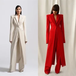 Designer Women Suit Sets Long Jacket 2 Pieces Mother of the Birde Pants Custom Made Wedding Party Prom Dress