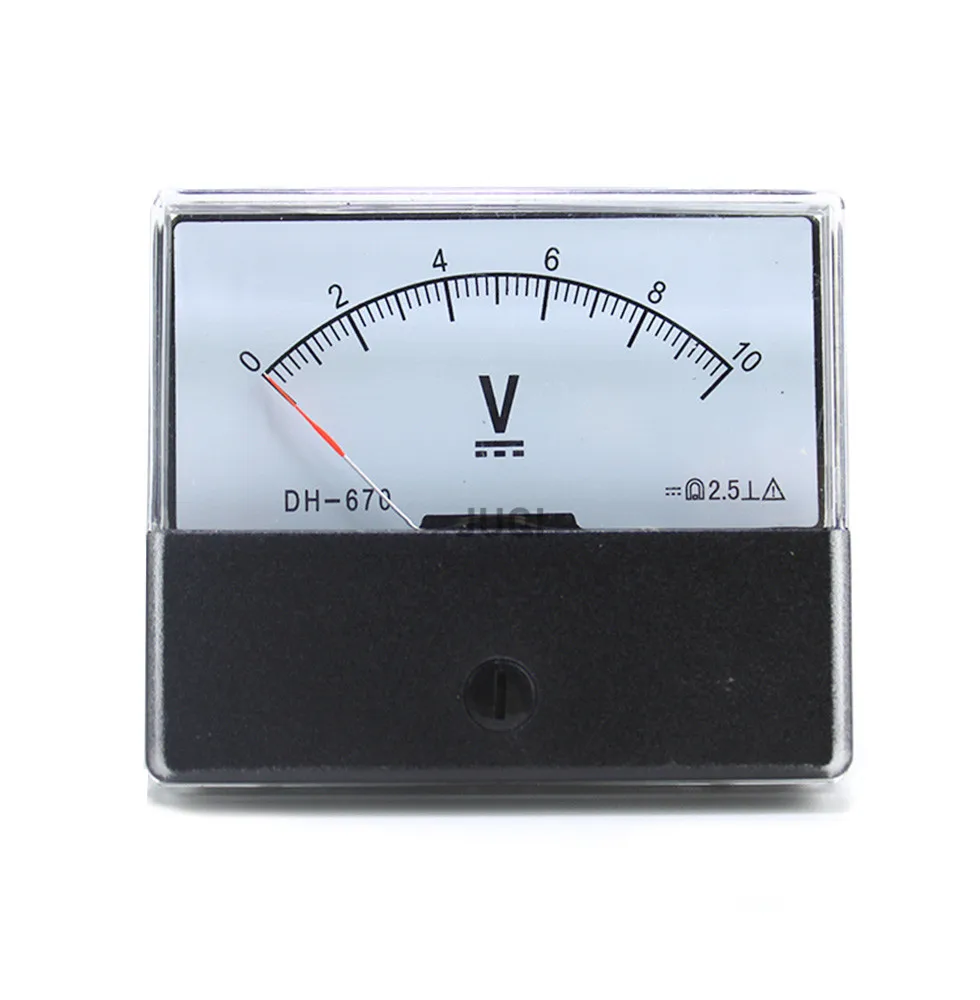 DH-670 مؤشر نوع DC الفولتميتر DC 5V 10V 15V 20V 30V 50V 100V 150V 250V 300V 500V مستطيلة الجهد لوحة متر
