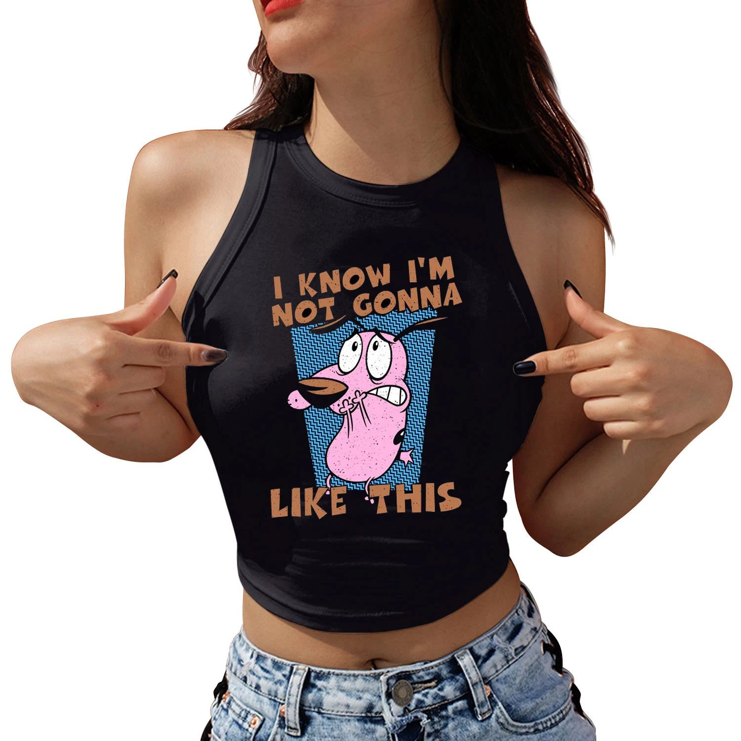 Cartoon Courage The Cowardly Dog Women Crop Top Streetwear Sleeveless Summer Camisole Harajuku Female Casual Y2K Tank Tops