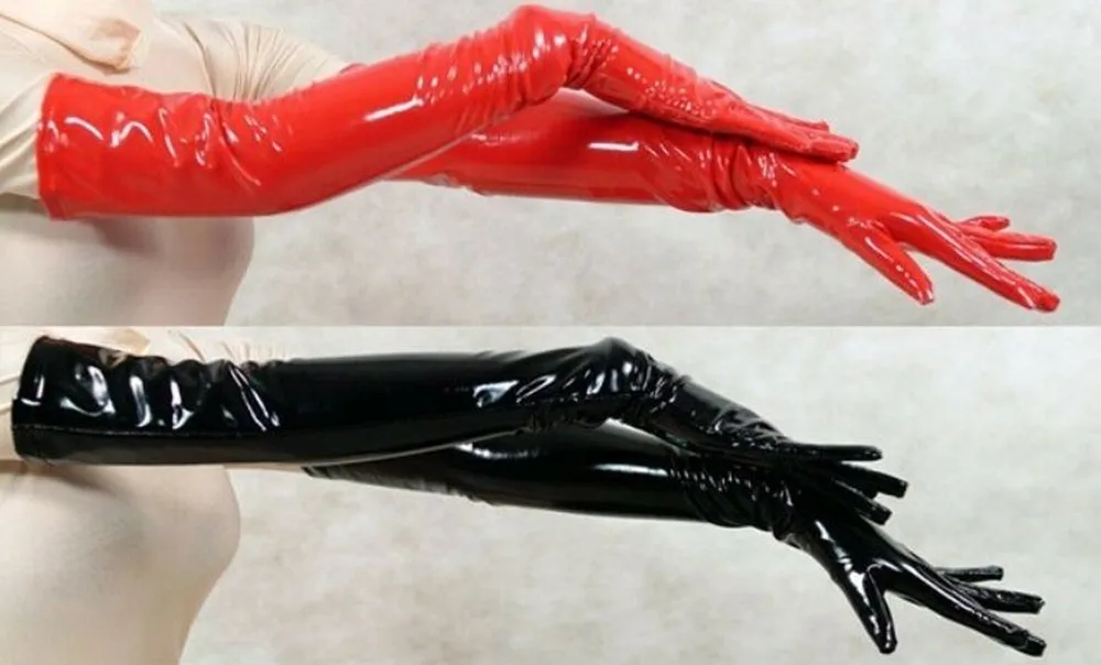 Sexy PU Leather Skinny Long Glove Punk Rock Hip Hop Jazz Disco Dance Gloves Shiny PVC Latex Mittens Cosplay Accessory