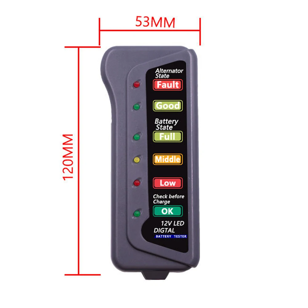 

Battery Tester Automobile Motorcycle Battery Car Battery Testers ABS Red Yellow Green Display 12V Battery Level Tester