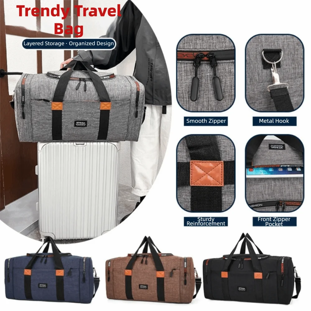 New Large Capacity Travel Bag Multi-compartment Water-resistant Gym Bag Heavy Duty Bottom Support Travel Weekend Bag Sport