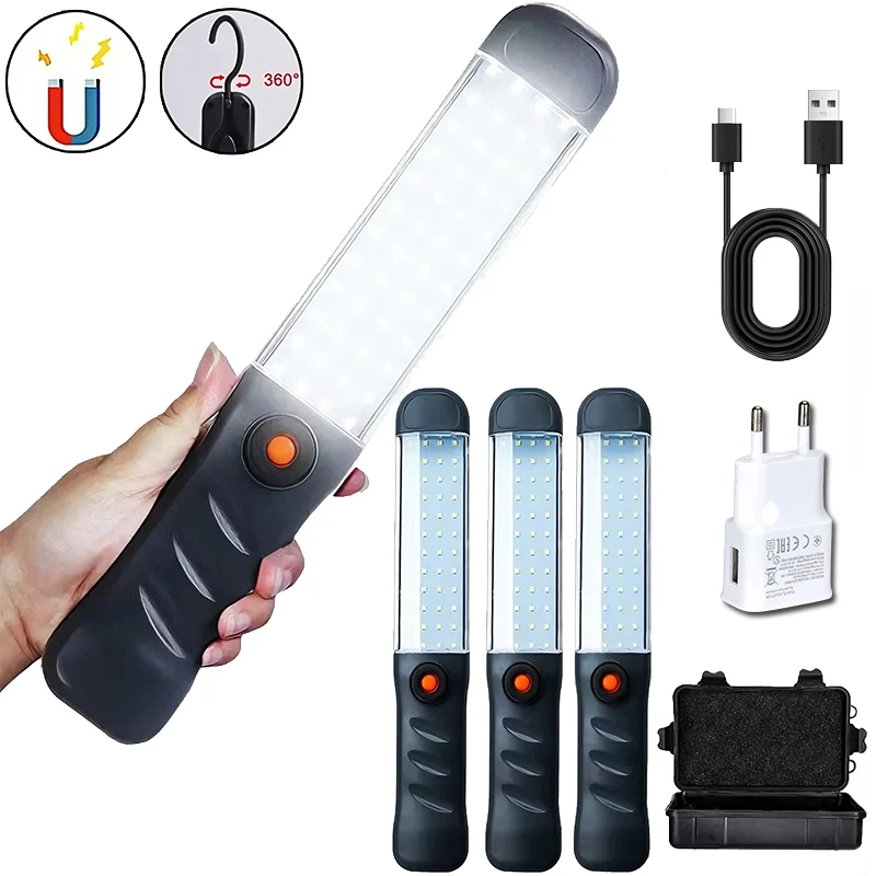 LED Flashlights Rechargeable Work Light with Magnetic Base and Hanging Hook 3 Modes Floodlight for Car Repair Grill Outdoor Use