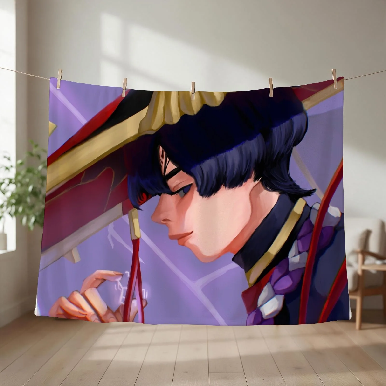 Scaramouche Throw Blanket Giant Sofa Camping cosplay anime halloween Blankets