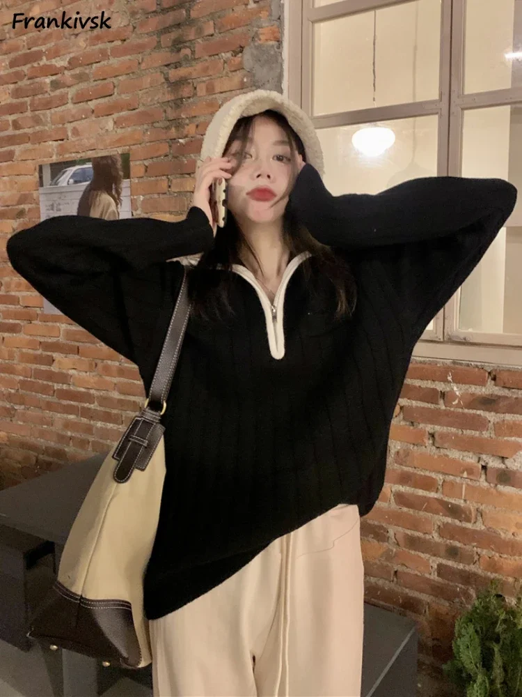 

Свитера женские с вставками нишевый дизайн особенный продвинутый уличная одежда темпераментная молния уютная офисная женская мода нежная