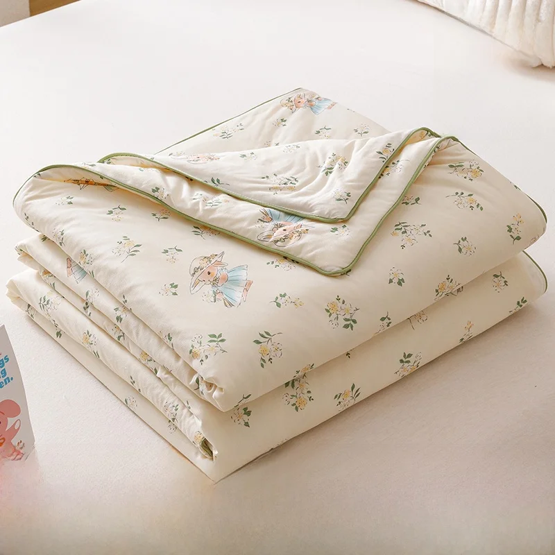 

A-Class Milk Knitted Cotton Summer Quilt hine Waable Soft Naked Sp Air Conditioner Quilt Children Nap Thin Quilt Summ...