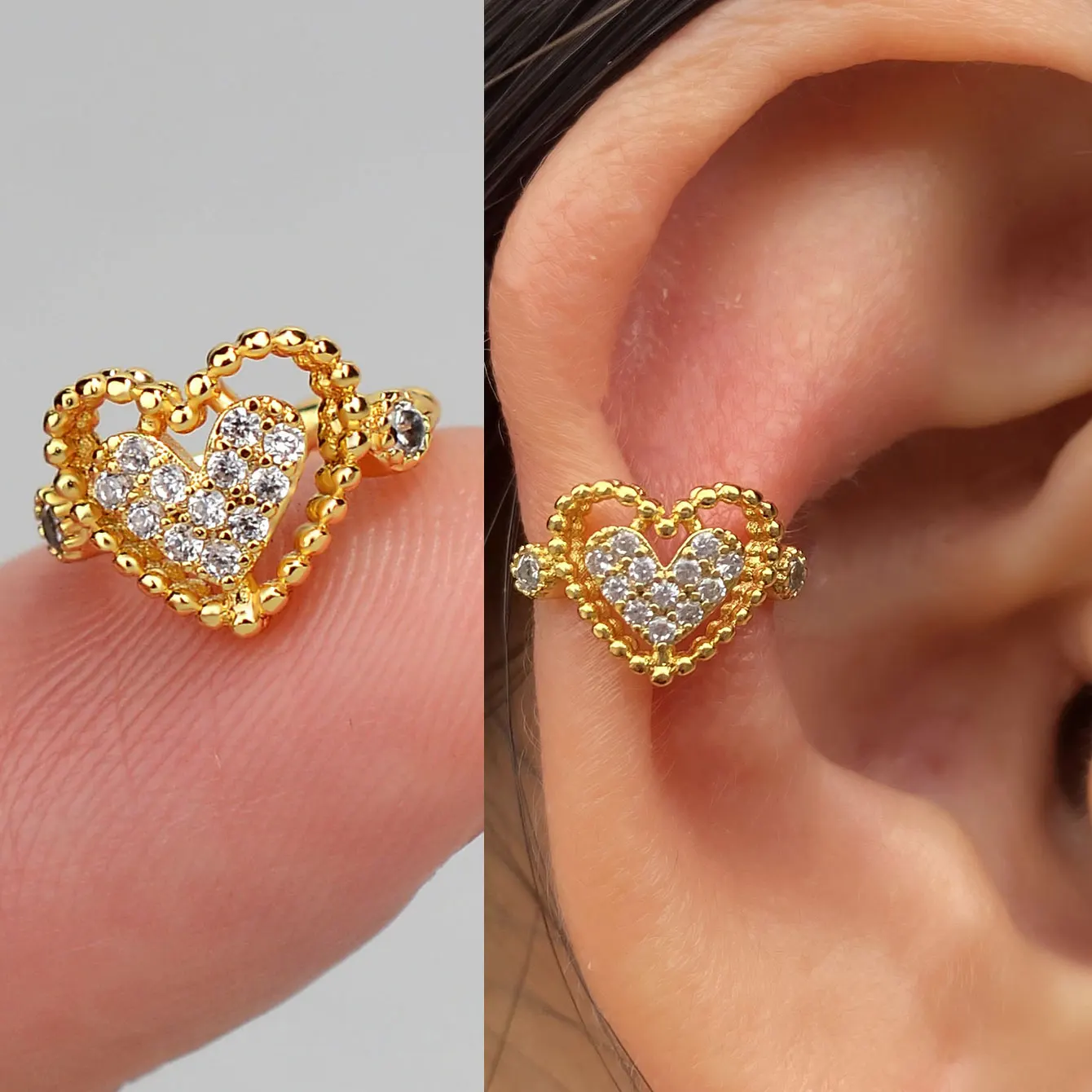 1PC Fashion Sparkly CZ Ear Cuffs Without Piercing Clip on Earrings Non-Piercing Fake Cartilage Earrings For Women Dainty Jewelry
