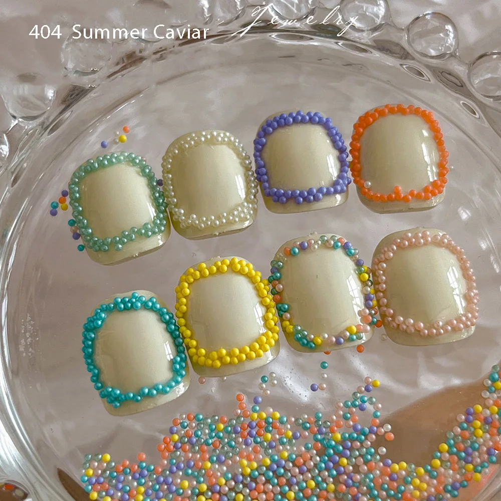 

1mm Mix Color Summer Beads Tiny Colorful 3D Caviar Balls Manicure Macaroon Resin Round Ball Finished Nail Tips Art DIY Beads 404