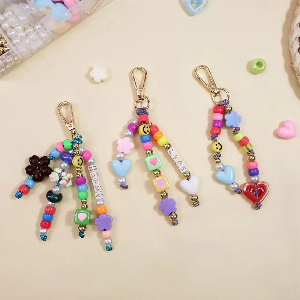 448 PCS DIY Keychain Making Kit Beads Pendant Jewelry Bag Craft Supplies Acrylic Make Handmade Gifts Friends Family Gifts view 4