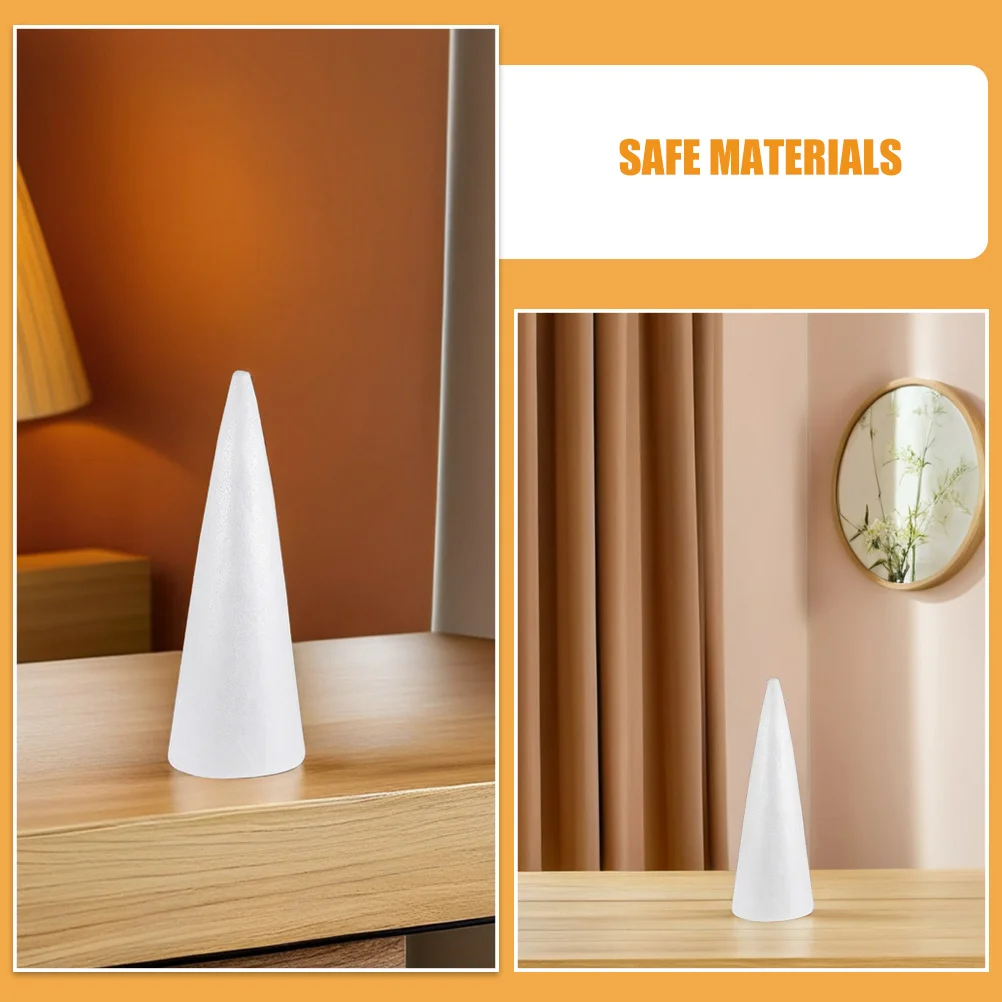 Cones de espuma artesanal, 2 peças, cone de poliestireno branco para projetos de arte infantil diy, artesanato escolar, decorações festivas, peça central de mesa