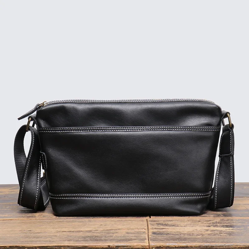 High Quality Genuine Leather Men's Shoulder Bag Cowhide Soft Leather Crossbody Messenger Bag