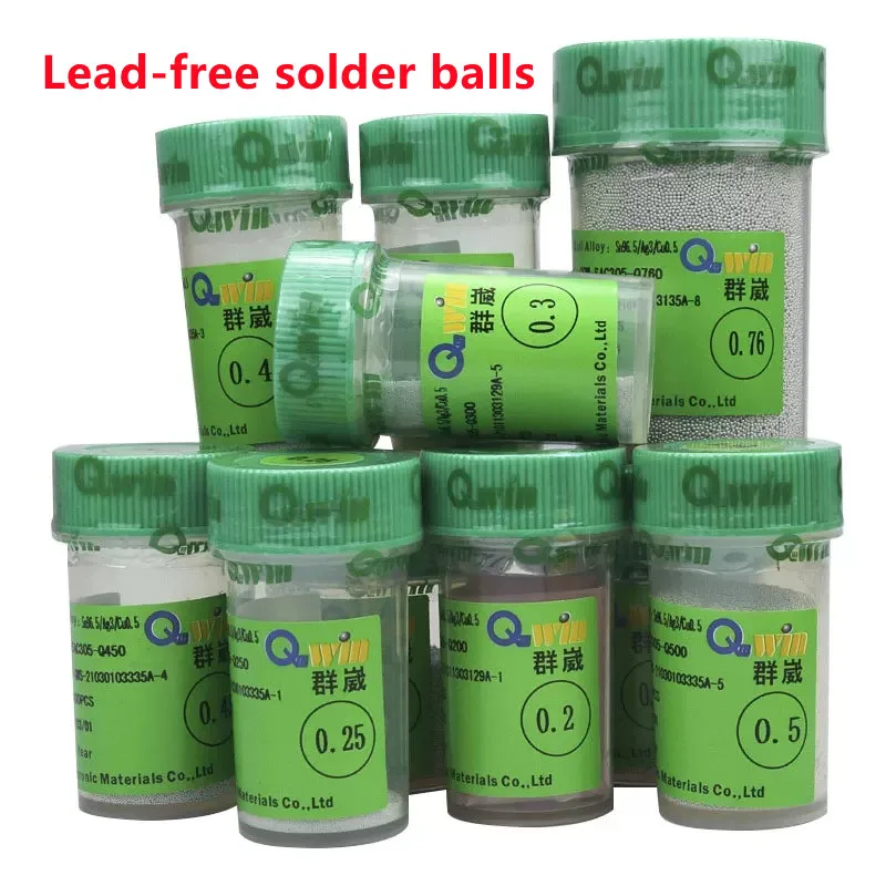 Qwin 250k 0.2 0.25 0.3 0.35 0.4 0.45 0.5 0.55 0.6 0.65 0.76 Leaded Solder Ball For BGA Rework Reballing Solder Ball repair tools