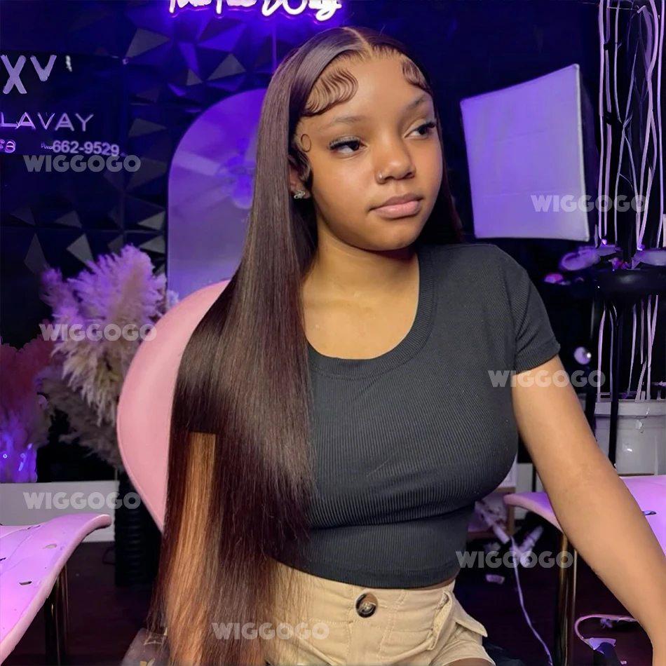 

Прямой шоколадно-коричневый парик из натуральных волос, 13x6 HD прозрачный кружевной фронтальный парик, 13x4 цветной фронтальный парик с предварительно выщипанными прядями, 30-36 дюймов