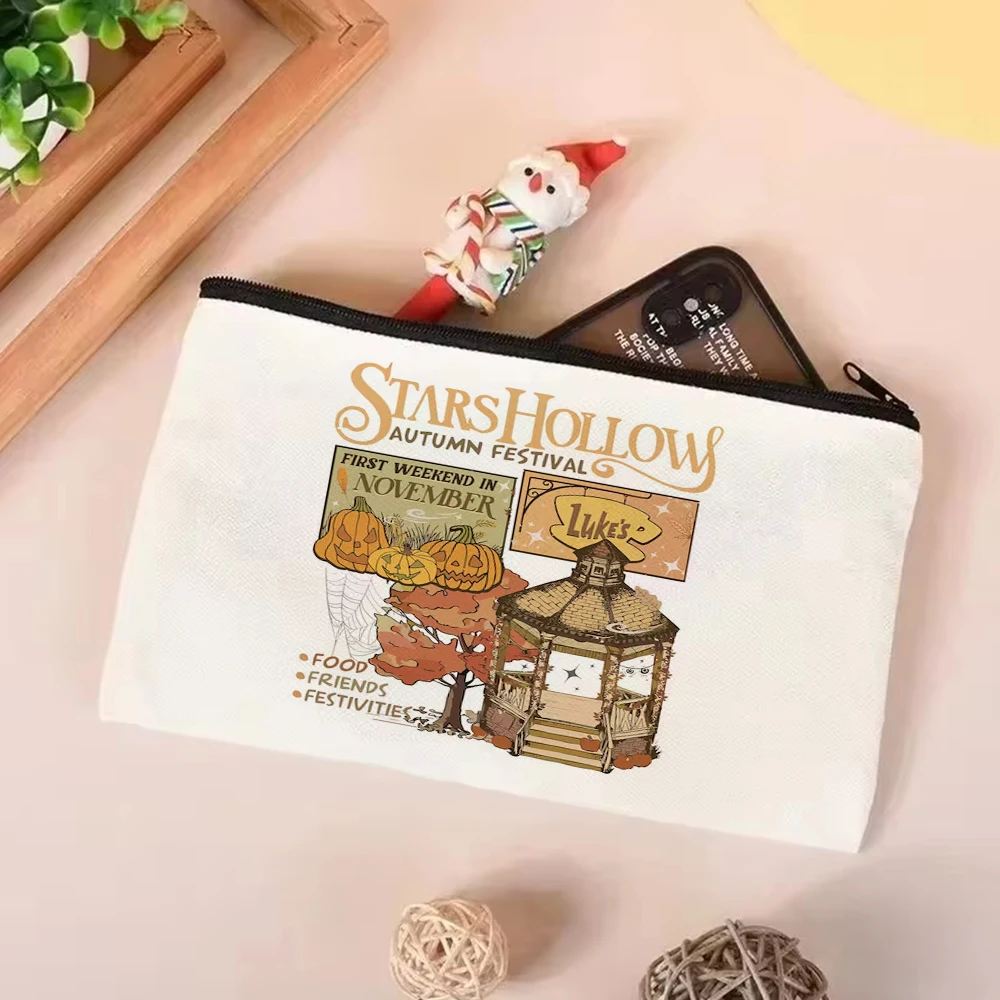 กระเป๋าผ้าแคนวาสลายเทศกาลฤดูใบไม้ร่วงสตาร์ส ฮอลโลว์ กระเป๋าสะพายไหล่ กระเป๋าถือสไตล์สาวรักษ์โลก กระเป๋าช้อปปิ้งขนาดใหญ่