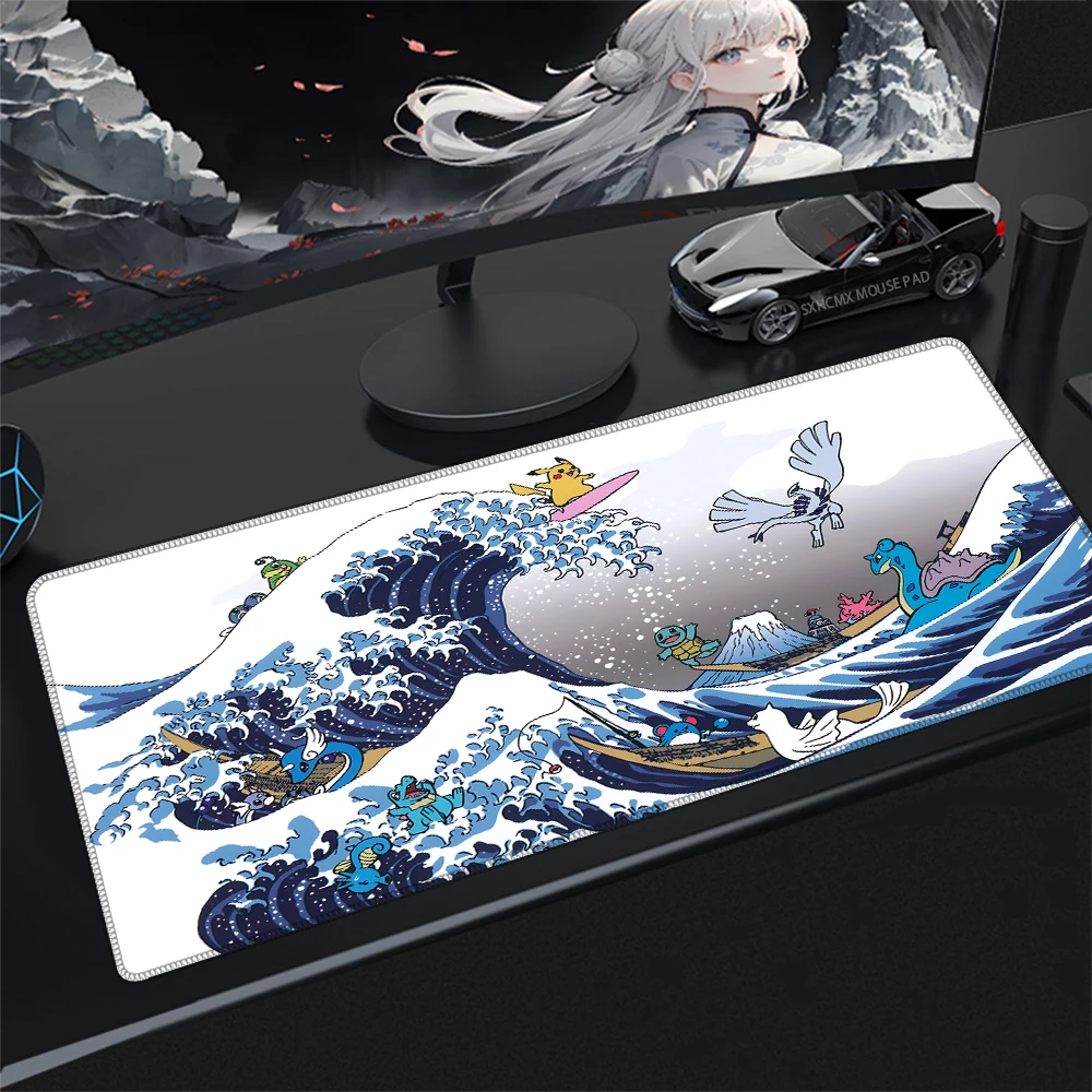 P-Pokemon Lugia Large Extended Gaming Mouse Pad Non Slip Rubber Base Stitched Edges for PC Gamer Office Computer