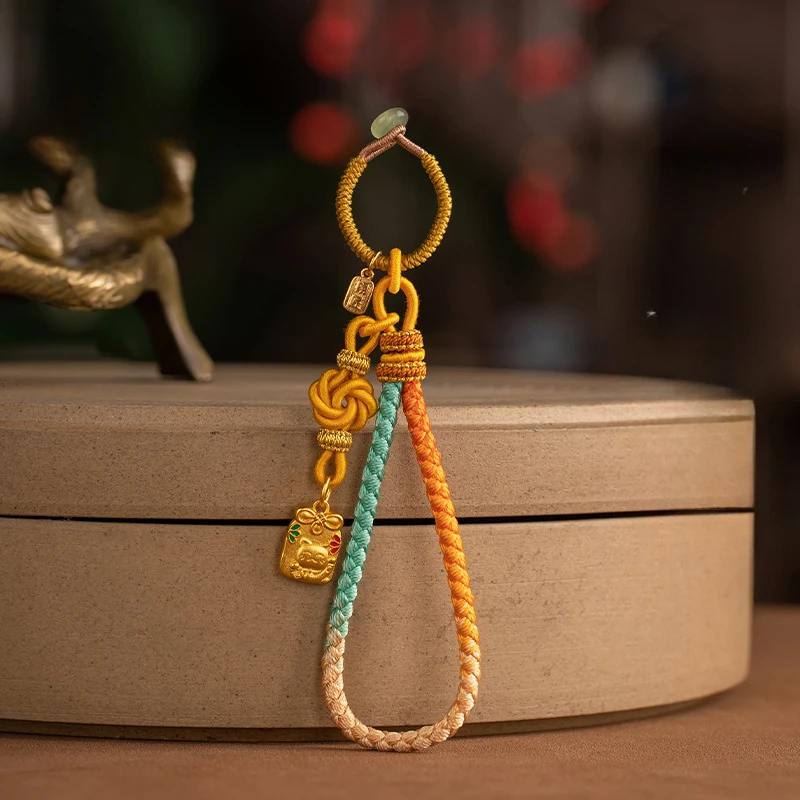 

Chinese Style Handmade Finely Woven Dragon Scale Keychain Pendant, Woven Keychain, Exquisite Bead Hanging Rope