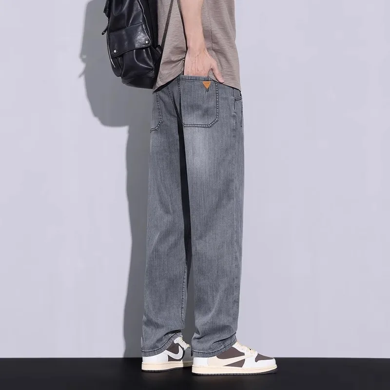 GIOIOMen's Jeans，2025New Spring Summer Ice Silk Thin Loose Straight American High Street Jeansmen pants,men`s clothing