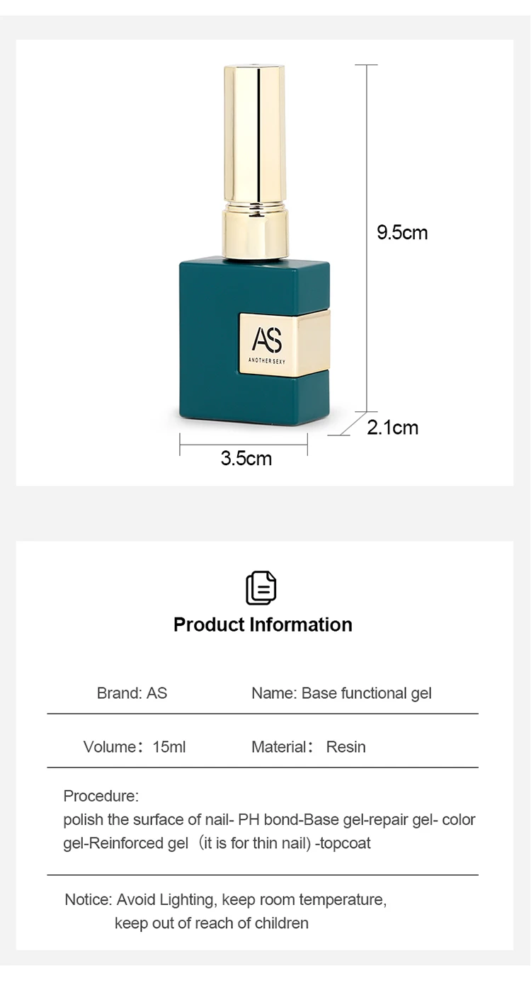 AS 15ml Basis- und Überlack für Gel-Nagellack Semi-Permanent Lack Gummi-Überlack Basislack Gellac UV LED Permanentlack – Detail 2